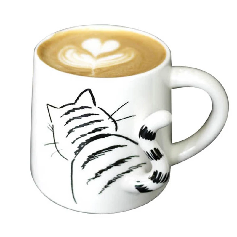 Lovely Cat Tail Ceramics Mugs Cute Dog Rabbit Cups Coffee Tea Milk Drinkware Home Office Gift | Дом и сад