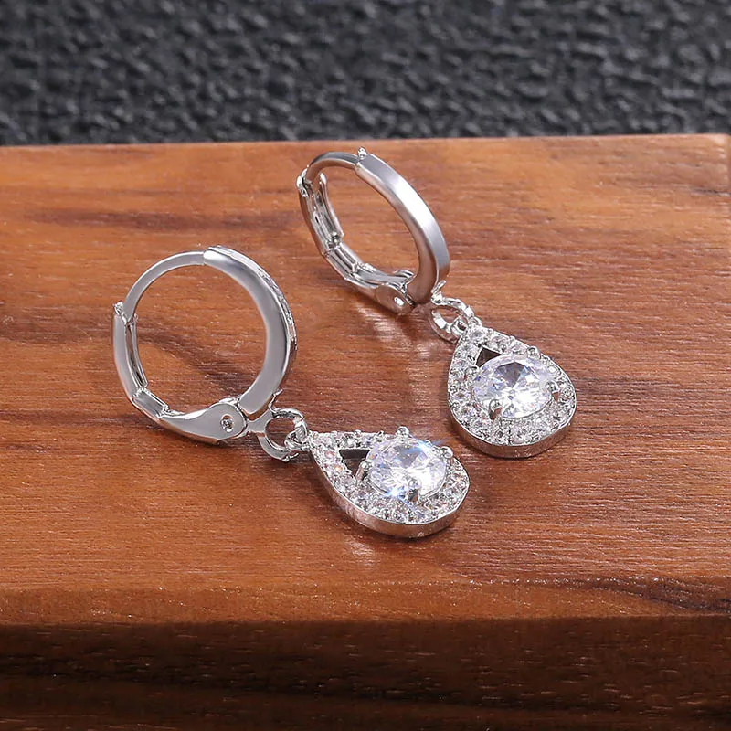 Серьги-подвески женские из серебра 925 пробы с цирконом класса ААА | Украшения и