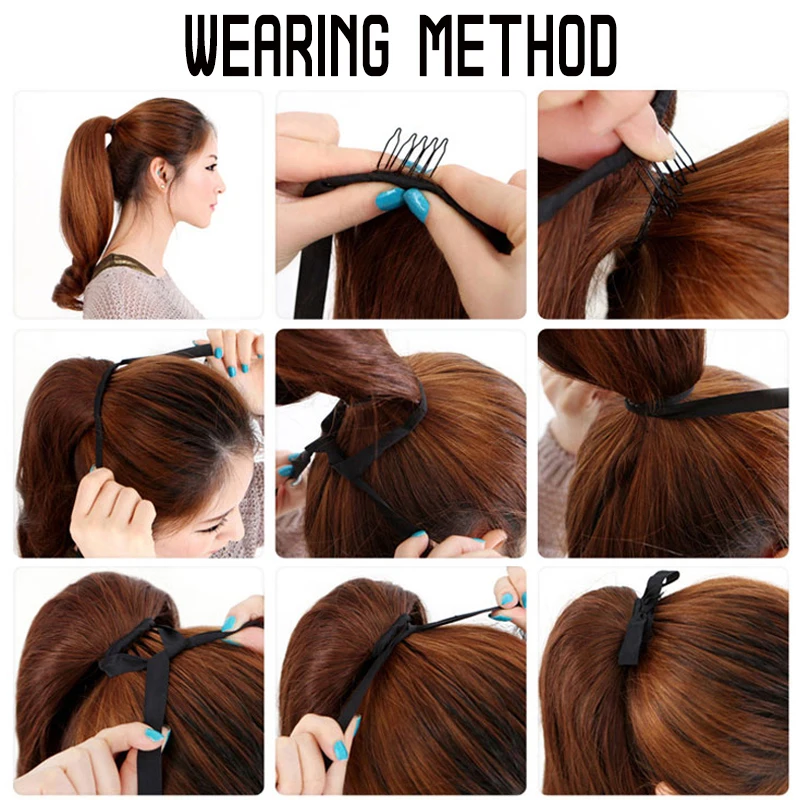 

AILIADE Corn Wavy Afro Long Drawstring Ponytail Synthetic Hair Bun Clip in Hair Extensions Pony Tail Blonde Fack Hair Pieces