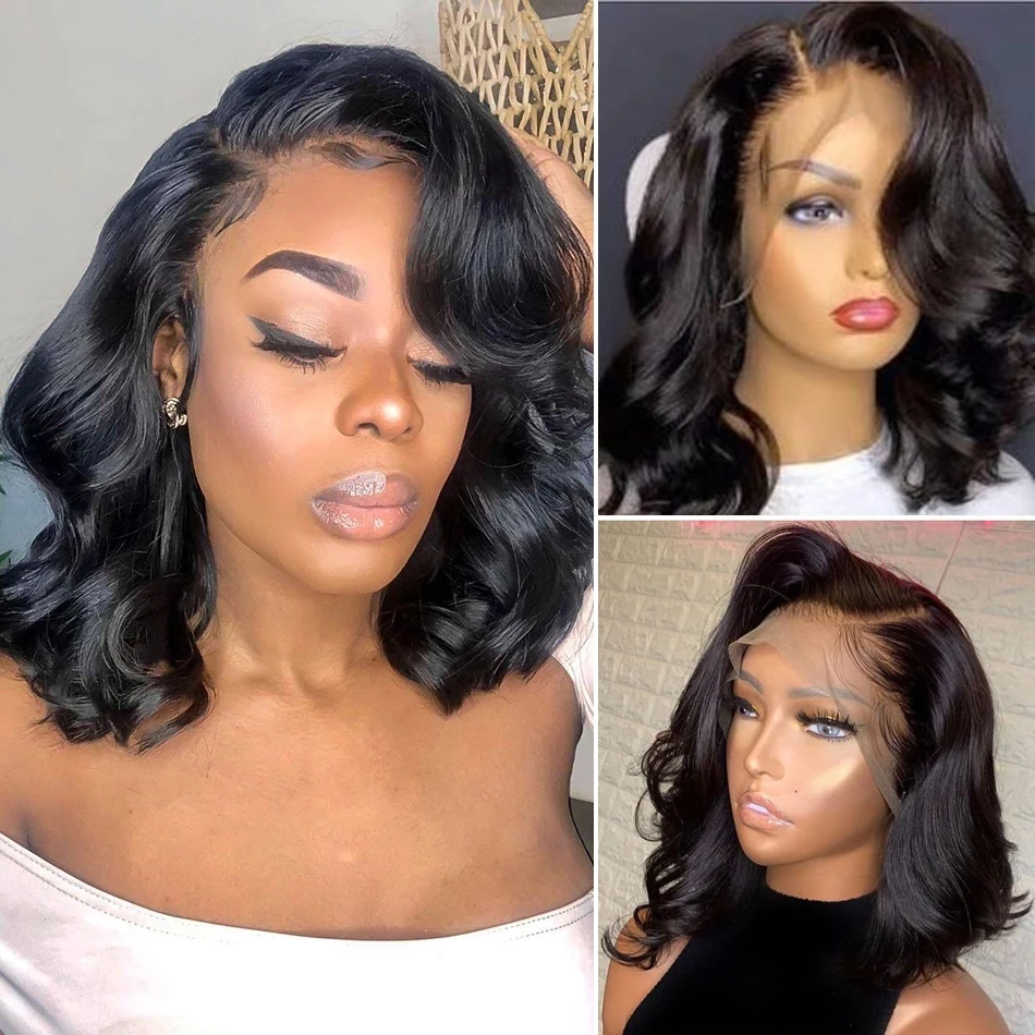 

Body Wave Short Bob Wig 13x4 Transparent Lace Front Human Hair Wigs for Black Women Brazilian 4x4 Bob Lace Closure Wigs Remy
