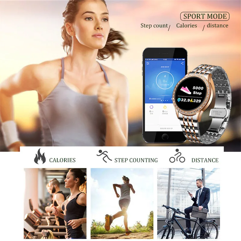 LIGE New Fashion Smart Watch Women Heart Rate Blood Pressure Sleep Monitoring Sport Multifunctional Mode Waterproof Smartwatch |