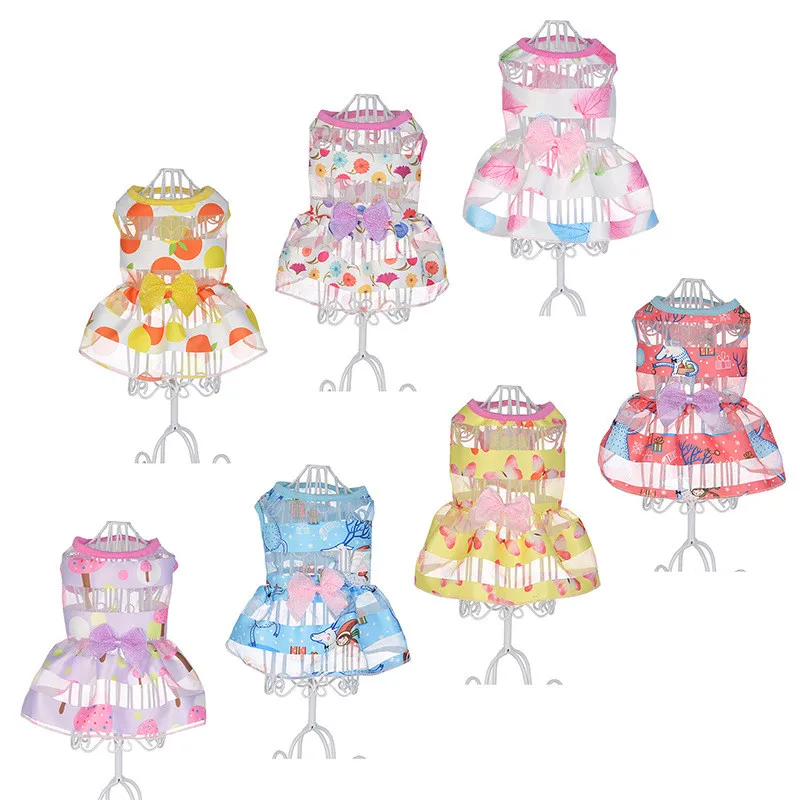 Летнее платье для собак Одежда питомцев маленькое собачье свадебное юбка одежда