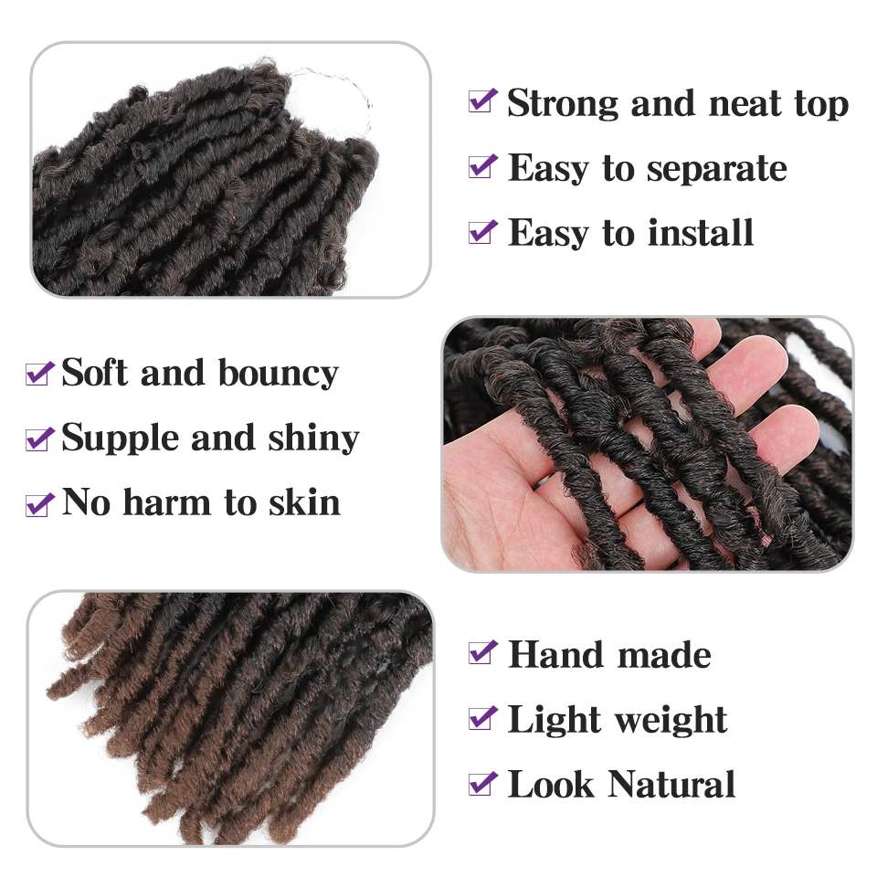 Butterfly Locs Crochet Hair Faux Locs Crochet Braids Pre Looped Soft Locs Natural Ombre Synthetic Hair Extensions for BalckWomen images - 6