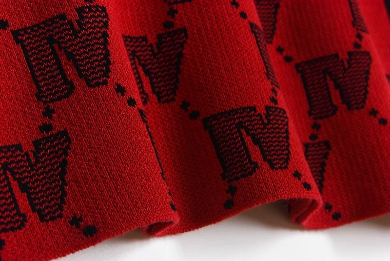 

2020 Summer Turn-down Collar Letter Vintage 2 Pieces Set Women Short Sleeve Sweater Shirt+Mini Skirt Runway Brand Knitted Suits