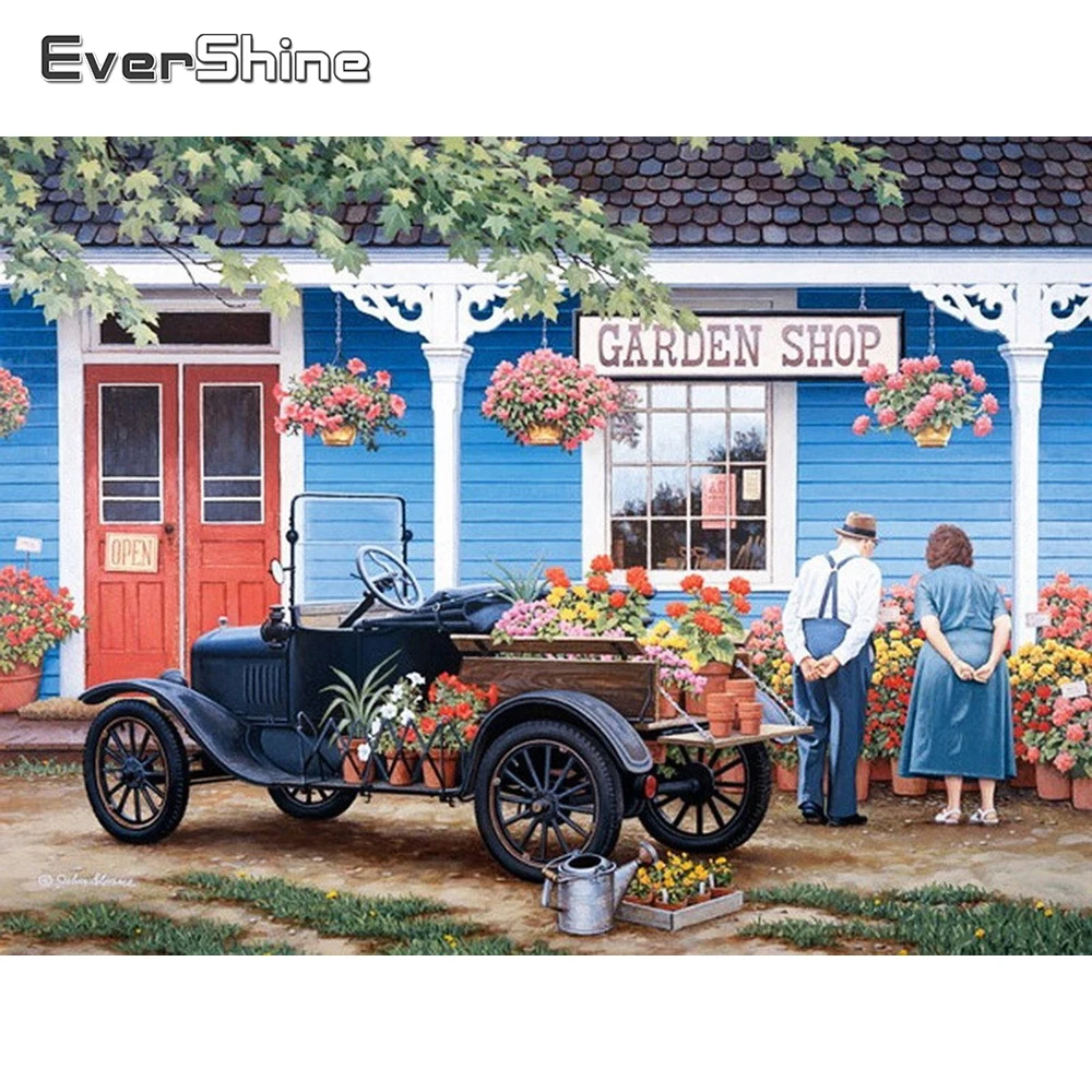 EverShine алмазная вышивка распродажа Садовый магазин мозаика крестом пейзаж