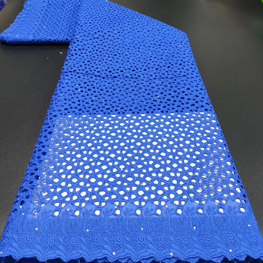 

KAKATEX Dry Cotton African Lace Fabric Swiss Voile Quality Pure Color Nigerian Soft Sewing Material 5Yards for Womem Party Dress