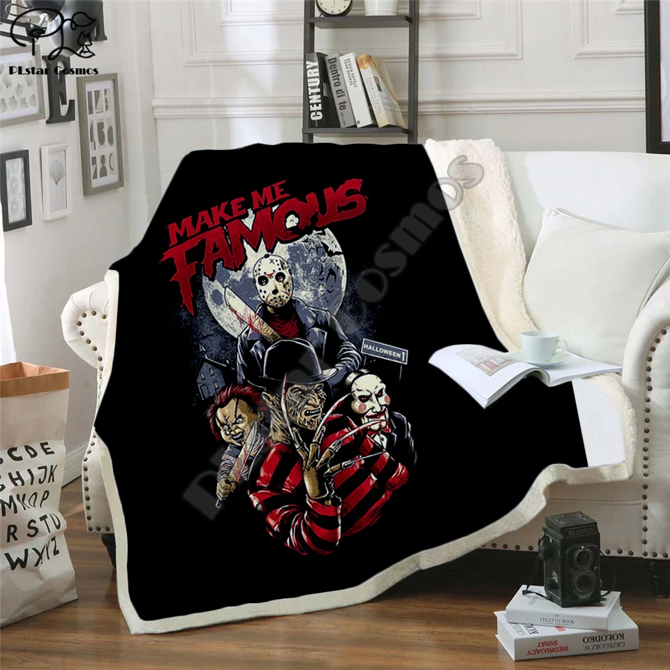 

Plstar Cosmos Halloween horror movie Scream Team Zombie brid Blanket 3D print Sherpa Blanket on Bed Home Textiles style-2