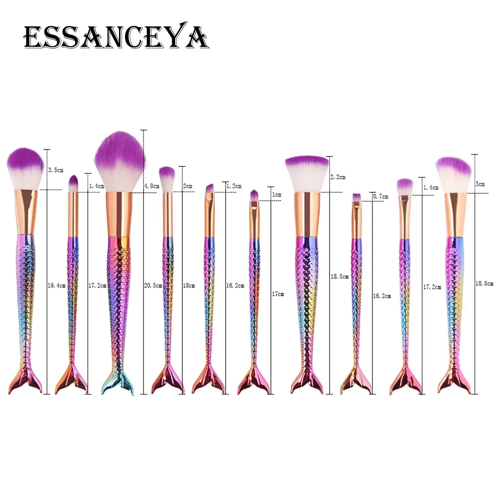 ESSANCEYA Русалка профессиональная оболочка кисти для макияжа основа для макияжа веер косметическая пудра многофункциональные тени для век Инструменты для бровей