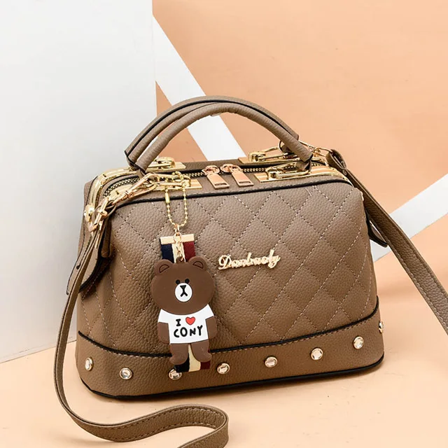 coffee Роскошные женские сумки, дизайнерские сумки через плечо для женщин, женские ручные сумки, из искусственной кожи, сумка на плечо для дам, брендовая - Цвет: coffee