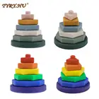 TYRY.HU новый силиконовый строительный блок, силиконовый прорезыватель, Радужный многоугольник, пищевой мягкий блок, складная развивающая игрушка для укладки