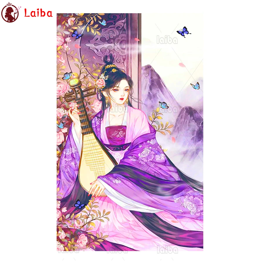 

DIY Diamond Painting Fantasy art, vintage oriental beauty, flowers diamond Embroidery 5d mosaic Diamond needlework cross stitch