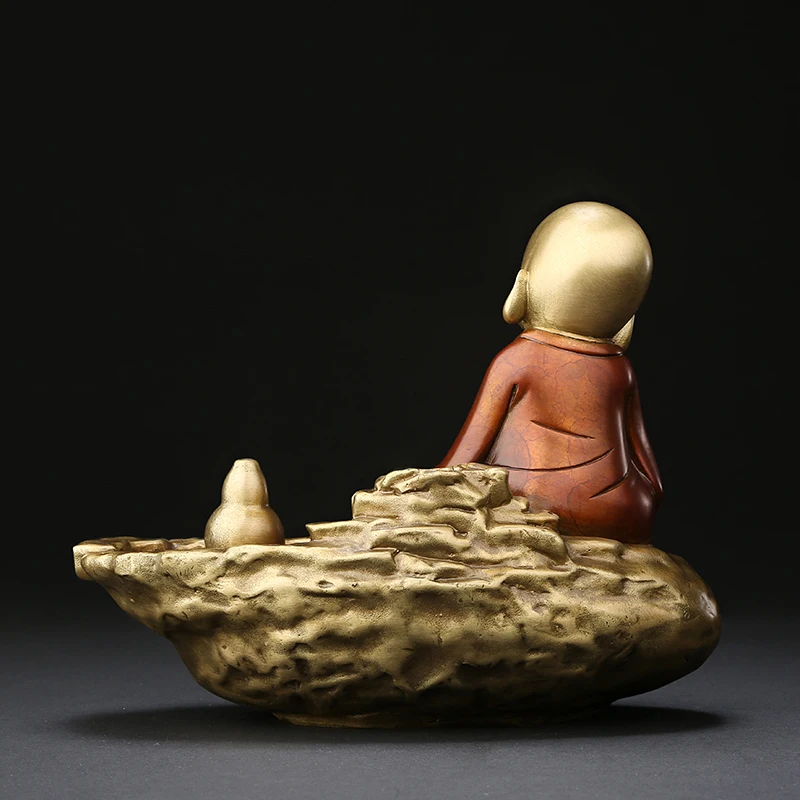 

Zen monk bronze incense burner furnishing