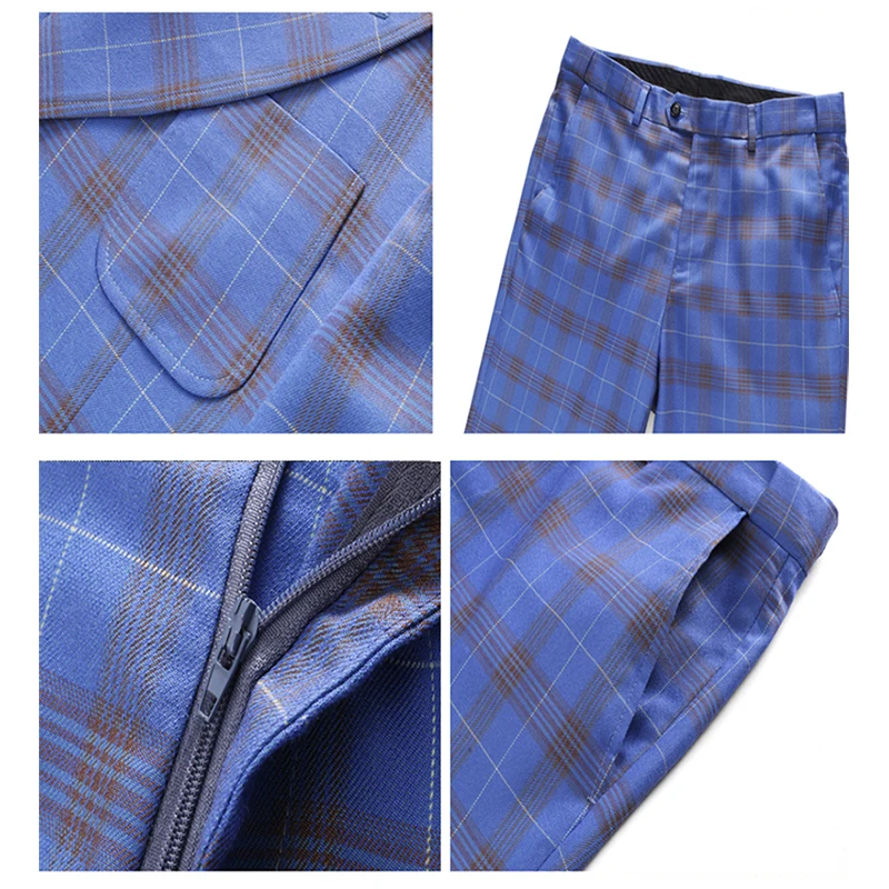 

MOOWNUC Men's Suit Jackets Slim Groom Three Pieces Smart Casual Bussiness Suits Wedding Prom Blazer Male Suit Jacket+Vest+Pants