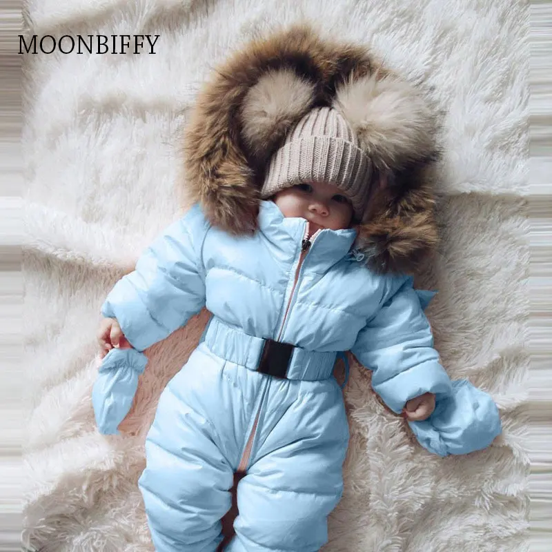 

Winter Infant Baby Boy Romper Jacket Girl Warm Thick Hooded Jumpsuit Outerwear Newborns Coat High Quality Rompers