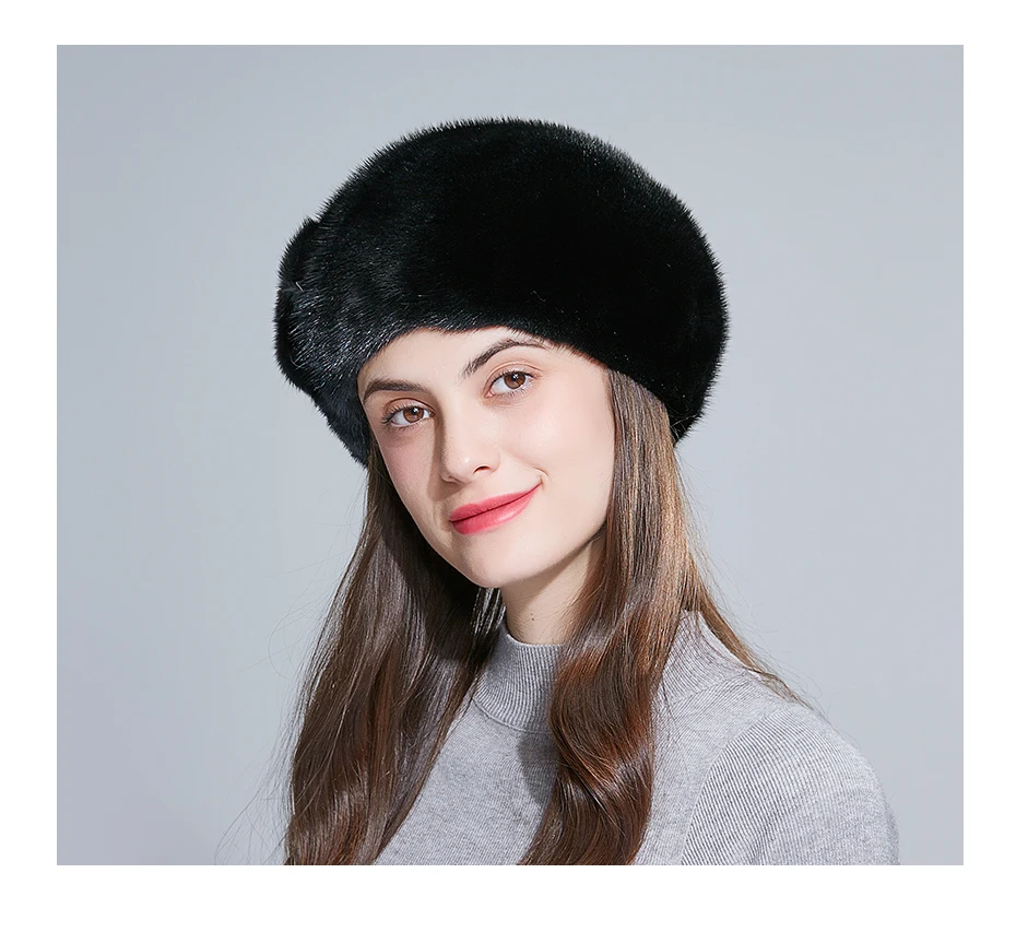 ENJOYFUR, модные меховые береты, натуральный мех норки, шапки для женщин, зимние меховые высококачественные кепки в цветочек
