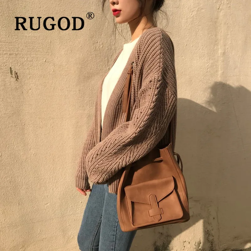 Женский кардиган RUGOD свободный однотонный с v-образным вырезом и рукавами зима 2019