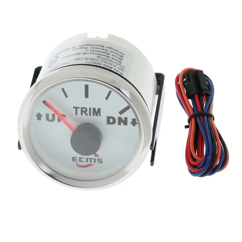 

52mm Marine Waterproof Trim Gauge Meter UP-DN 0-190Ω 9-32V 316L