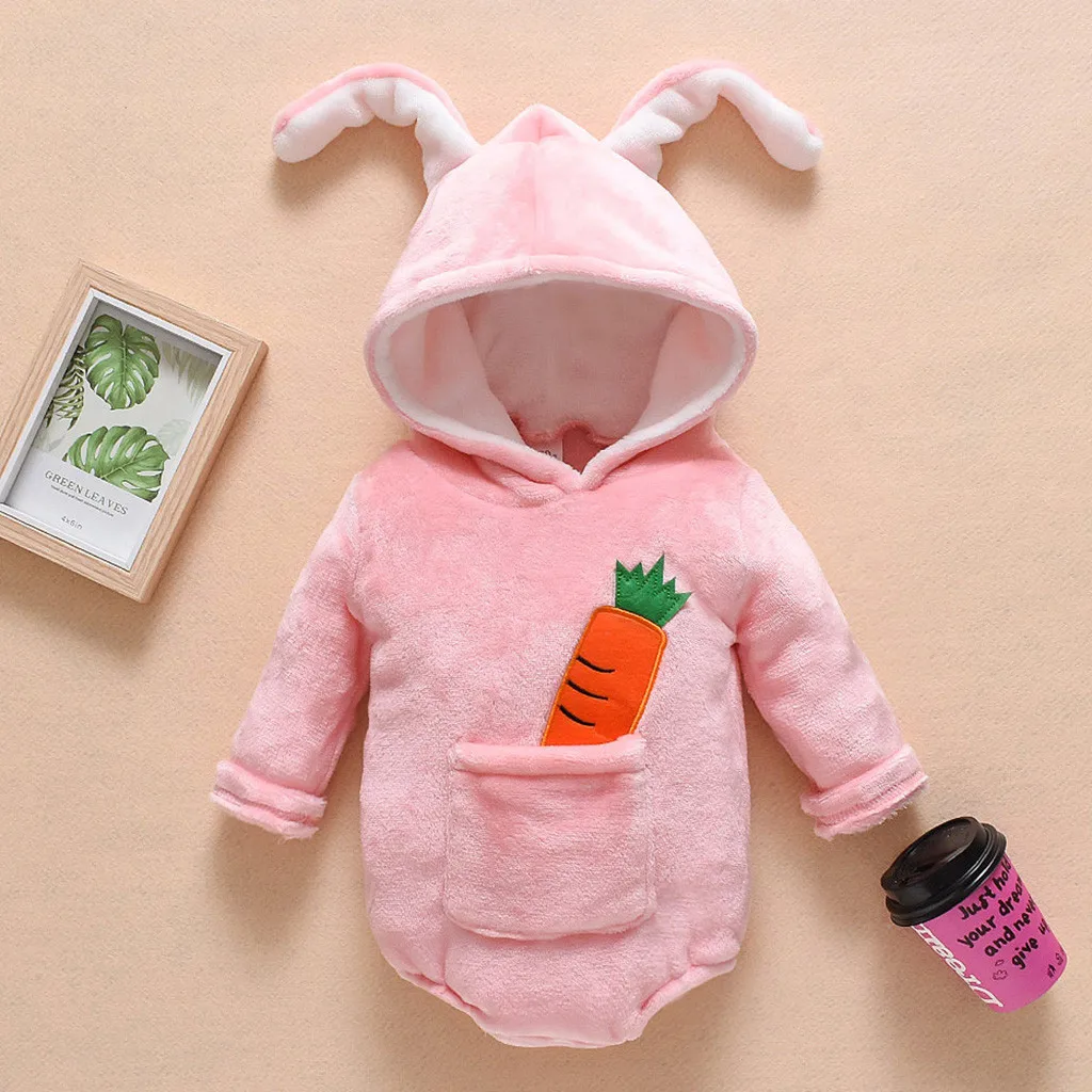 Боди для новорожденных Костюм кролика маленьких девочек Флисовый комбинезон с