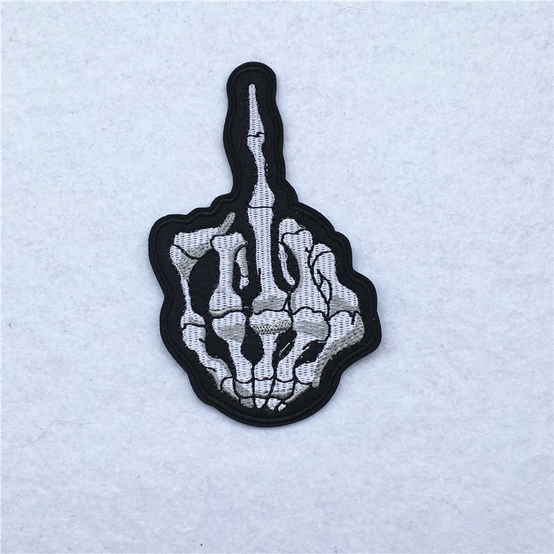 

1pcs Finger Stickers DIY Clothes Black And White Patches Punk Rock Patches Jacket Stripes Sewn In Iron Locomotive Embroidered