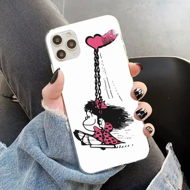 yndfcnb hot mafalda phone case for iphone 13 11 12 pro xs max 8 7 6 6s plus x 5s se 2020 xr case free global shipping
