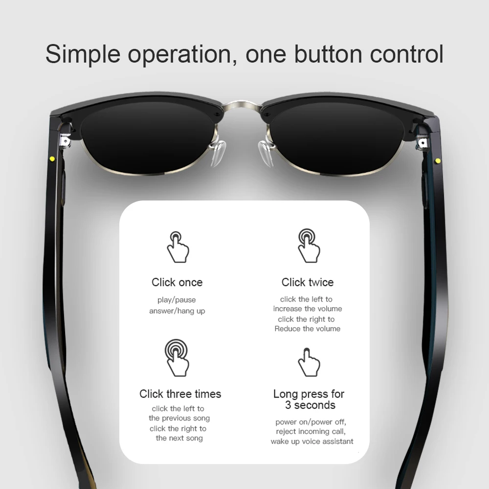 저렴한 새로운 디자이너 블루투스 오디오 스마트 선글라스 귀 스피커 이어버드 게임 회의 여행 운전