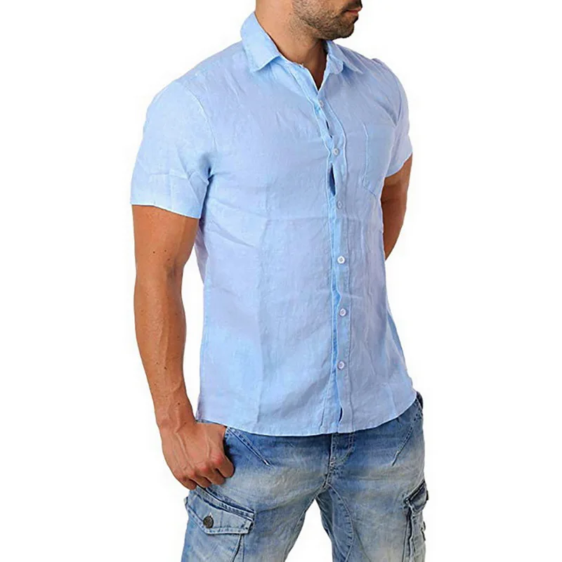 OEAK мужские рубашки свободного кроя в Кубинском стиле Guayabera льняные рубашки повседневные пляжные рубашки на пуговицах M-3XL свободные однотонные рубашки с длинным рукавом