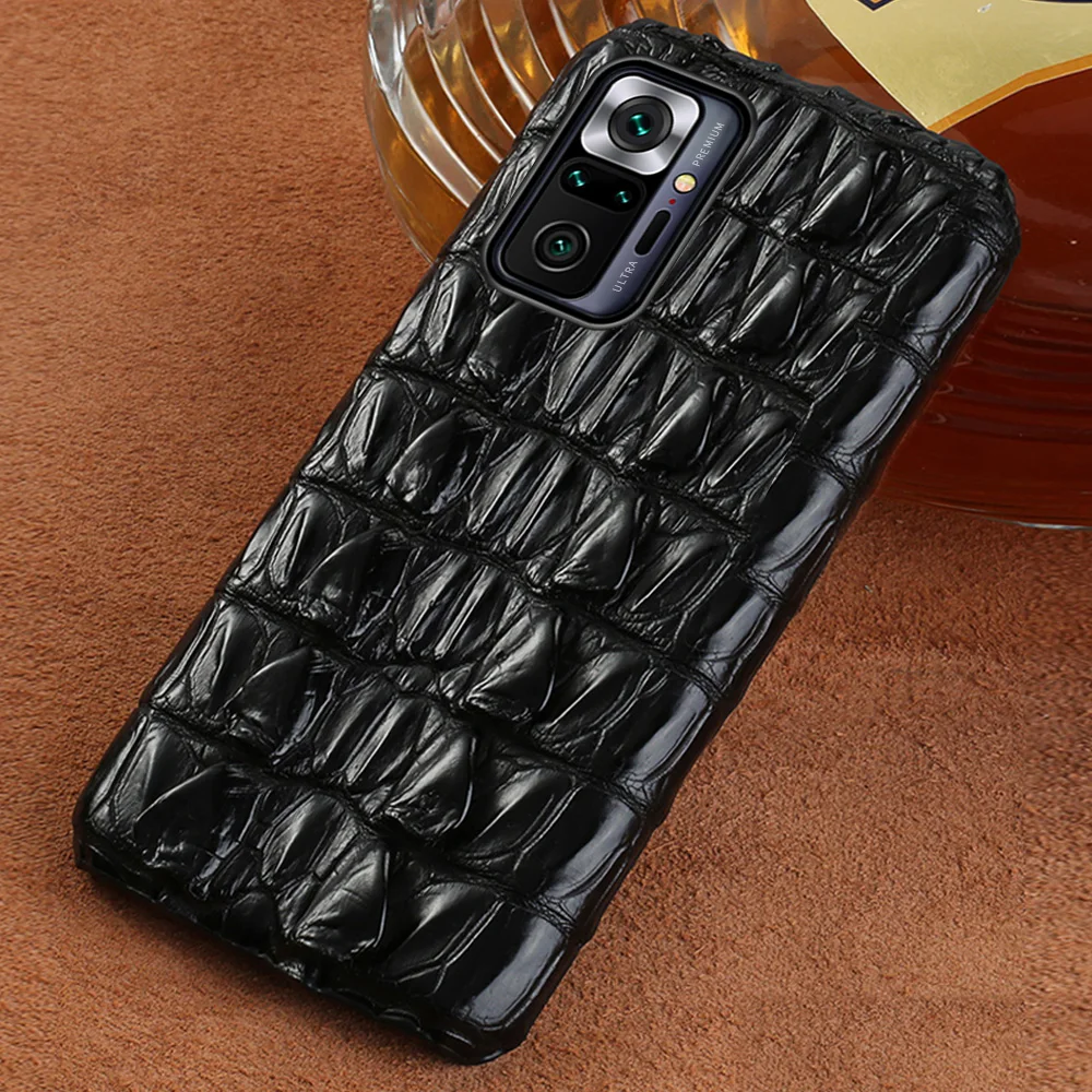 

Genuine Crocodile Leather Case for Xiaomi Redmi Note 10 Pro 9 8 11 Pro 10S Cover For Mi 11T 11 10 9T 10T Lite Poco X3 Pro F3 GT