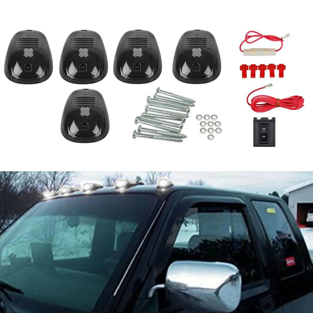 12V-24V 5pcs 4 X4 Дымчатая линза на крышу кабина ходовой светильник светодиодный 6000K для