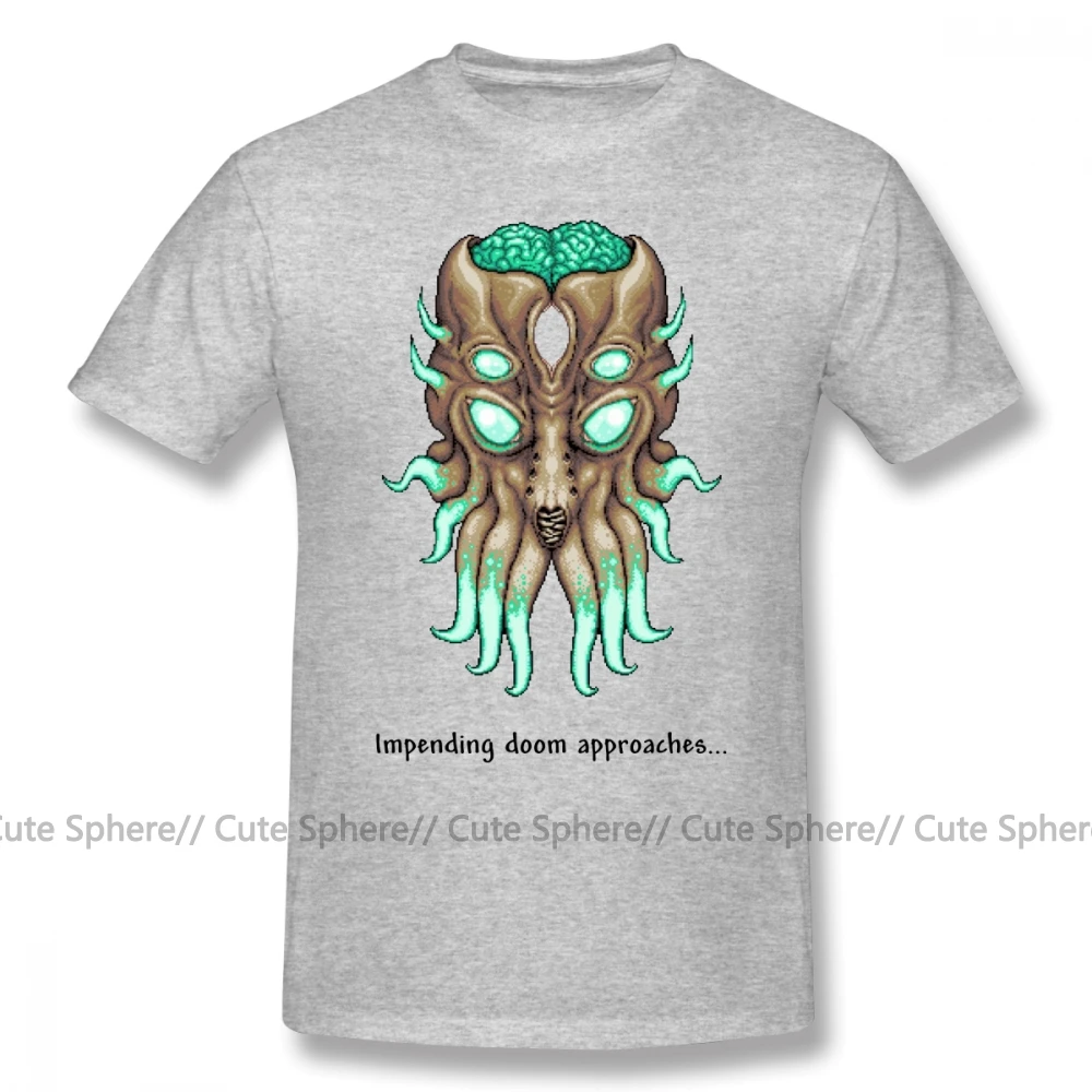 Футболка Terraria, футболка Terraria Moon Lord, короткие рукава уличная одежда, футболка, большая футболка из 100 хлопка, отличная графическая футболка - Цвет: Gray