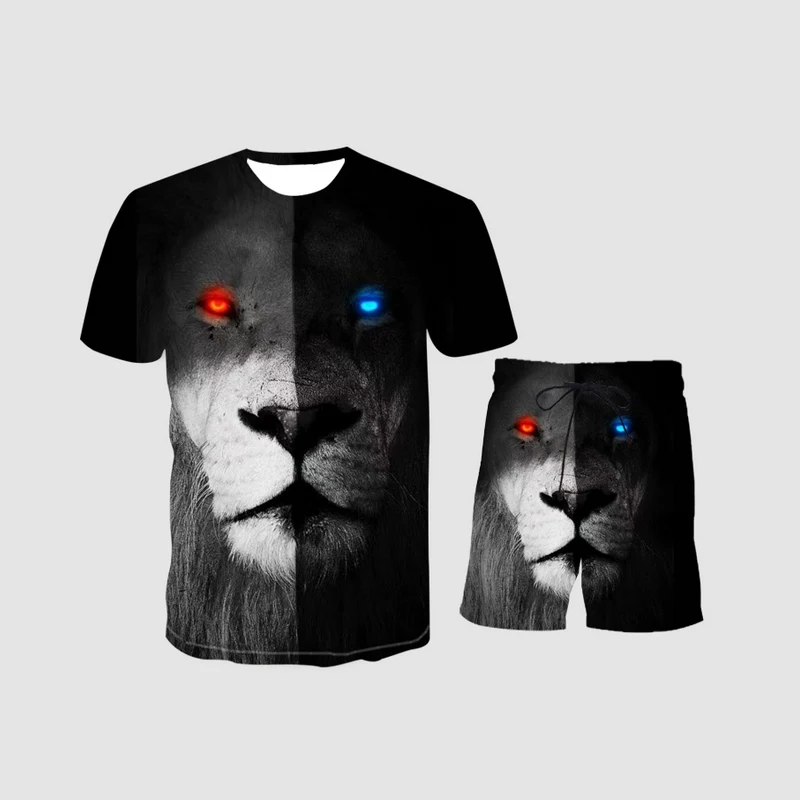 

2021 New Two-piece 3d Casual Format Summer Thin Men's And Women's Fashion T-shirt Running Sportswear