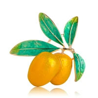 oi new arrival orange olives shape enamel brooch yellow alloy pins women kids scarves suits coats accessories christmas ornament