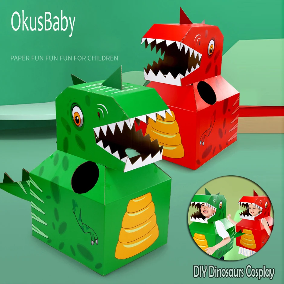 Цветной дизайн Детский динозавр мультфильм носимые бумажные доски DIY ручной
