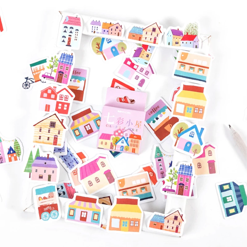 

46pcs/box Colorful cottage diy Sticker diary birthday card decoration stickers office stationery School Supply