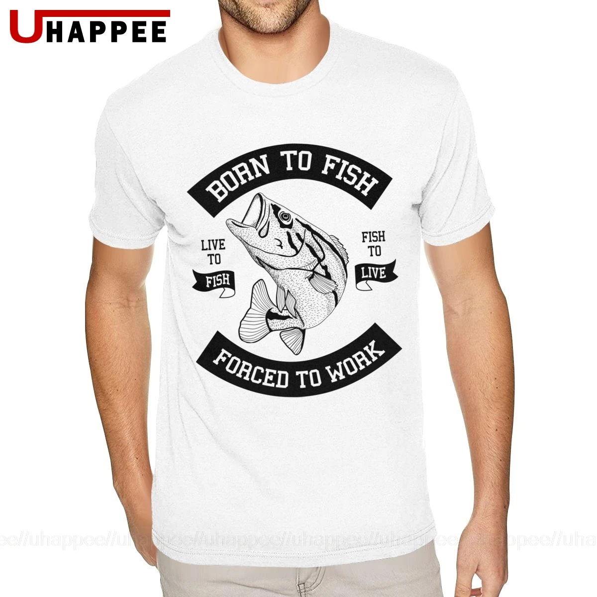 Harajuku Born To Fish вынуждены работать для светильник рубашка Для мужчин 4XL короткий