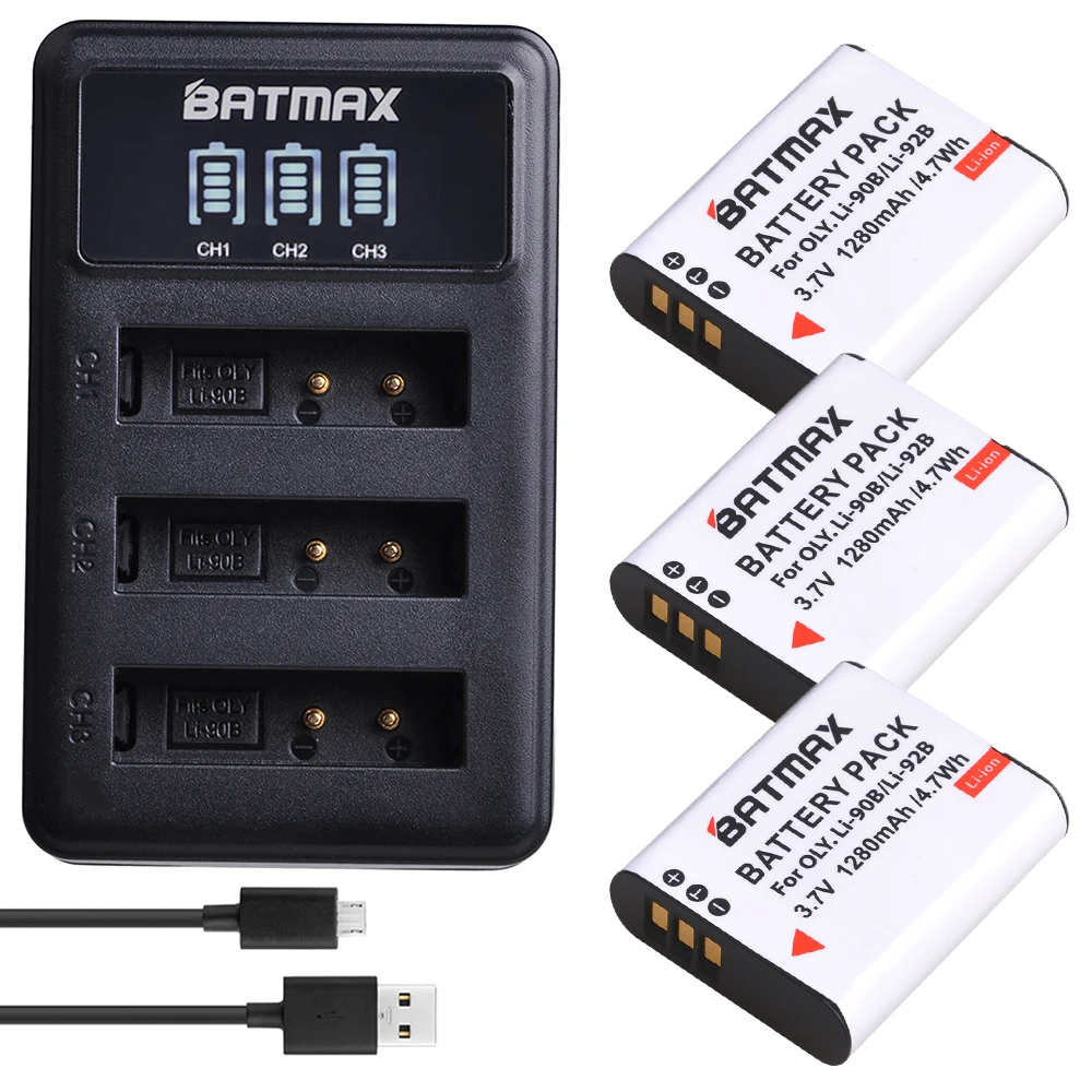 3 Battery set 2 шт. LI-90B LI-92B LI ion аккумулятор 90B 90B Батарея+ светодиодный USB Зарядное устройство с светодиодный для Камера Olympus XZ-2 SH-50 SH-1 SP-100 жесткая TG-1 TG-2 TG-3 - Цвет: 3 Battery set