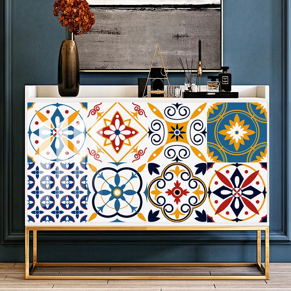 Красочный геометрический узор плитка наклейка домашняя комната декор пола