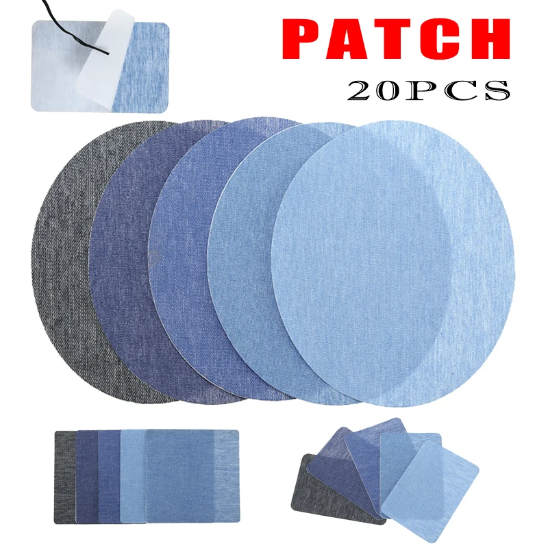 

20 шт. 5 цветов «сделай сам» джинсовая ткань джинсы нашивки с утюгом вышивка + набор для шитья для одежды швейная ткань «сделай сам» Ремонт