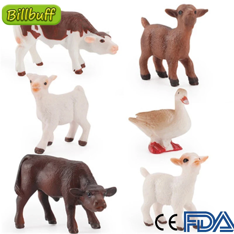 

Mini Simulation Cub Poultry Animals Simulation Figure Cow Duck Sheep Goose Educational Toy for Childrens Toy Figure Collections