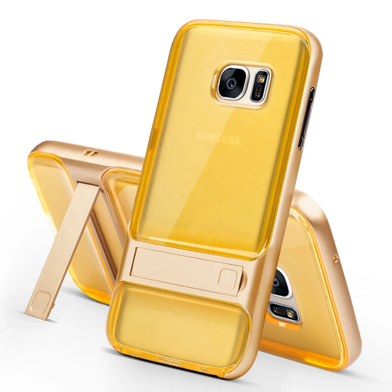 Crystal Gold Абсолютно 3D Гибридный чехол для samsung Galaxy S7 подставка силиконовая крышка 5," TPU PC 360 полный защитный samsung S7 Galaxy ys7 Funda - Цвет: Crystal Gold