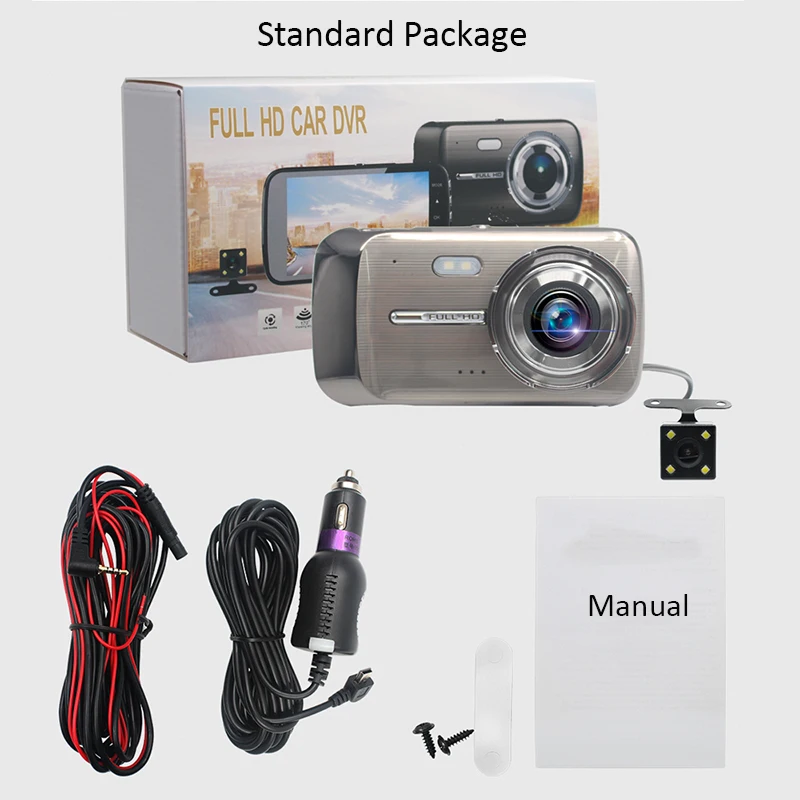 

Car DVR 4.0 Full HD 1080P Dual Lens Rear View Dash Cam Vehicle Camera Video Recorder Monitor Auto Motion Detector Car Camcorder