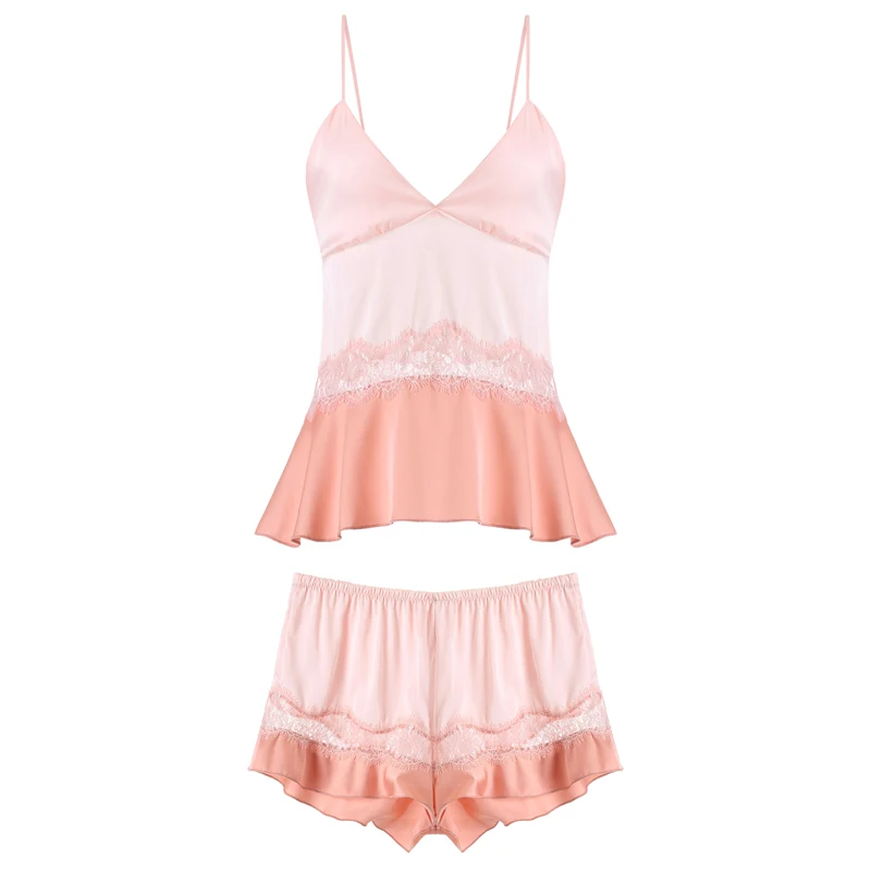 

Sexy pajamas Female summer ice cream Side contrast Edge boards Sleeping tops and shorts Double pajamas Set For Women at Home