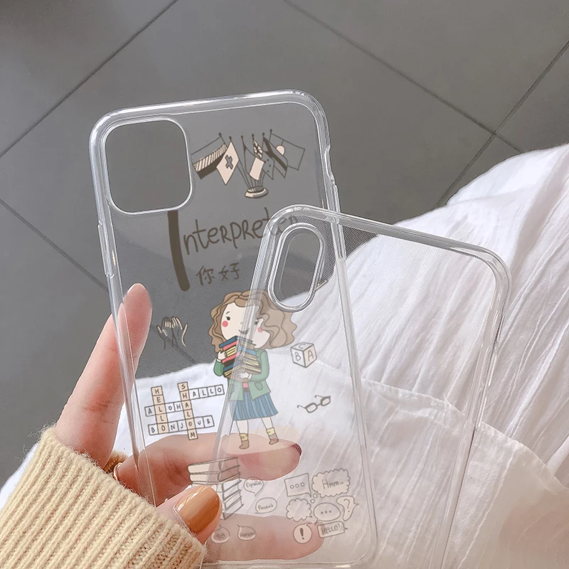 Чехол для iphone 11 Pro XS SE2 2020 XR X прозрачный мягкий чехол телефона из ТПУ девочек iPhone 8 6S