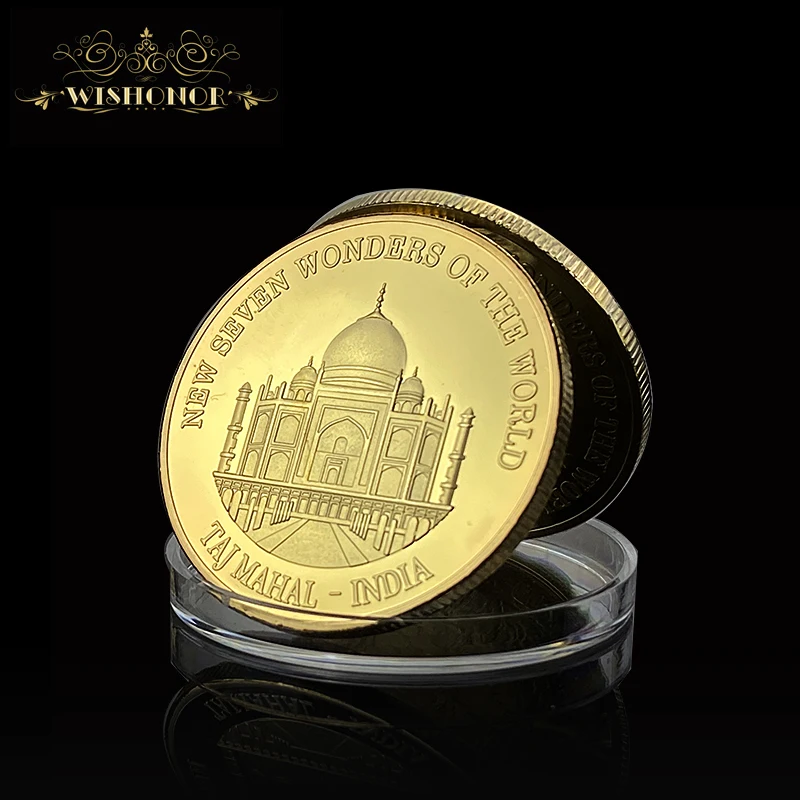 Бесплатная доставка новинка индийский Тадж-Махал 7 чудес мира позолоченная