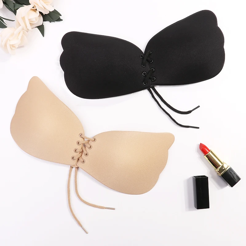 Женские самоклеющиеся без бретелек бандажные черные однотонные бюстгальтеры для женщин липкий силиконовый пуш-ап Невидимый сексуальный бюстгальтер женское нижнее белье