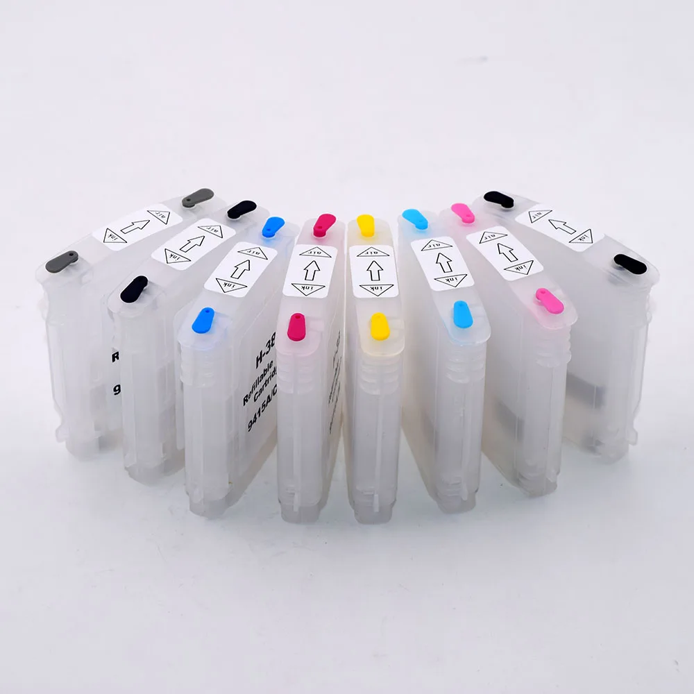 8 цветов 28 мл HP 38 C9412A C9419A многоразовый картридж для Photosmart Pro B9180 B8850 B9100 B9180GP с чипом