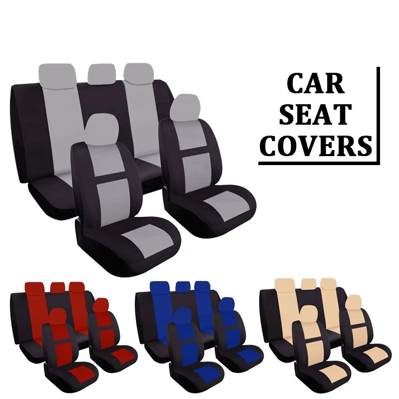 

Full Set Car Seat Covers Set Universal Polyester Fabric Auto Protect Seat Mats Protector Auto Accessories Pink for Women Girls