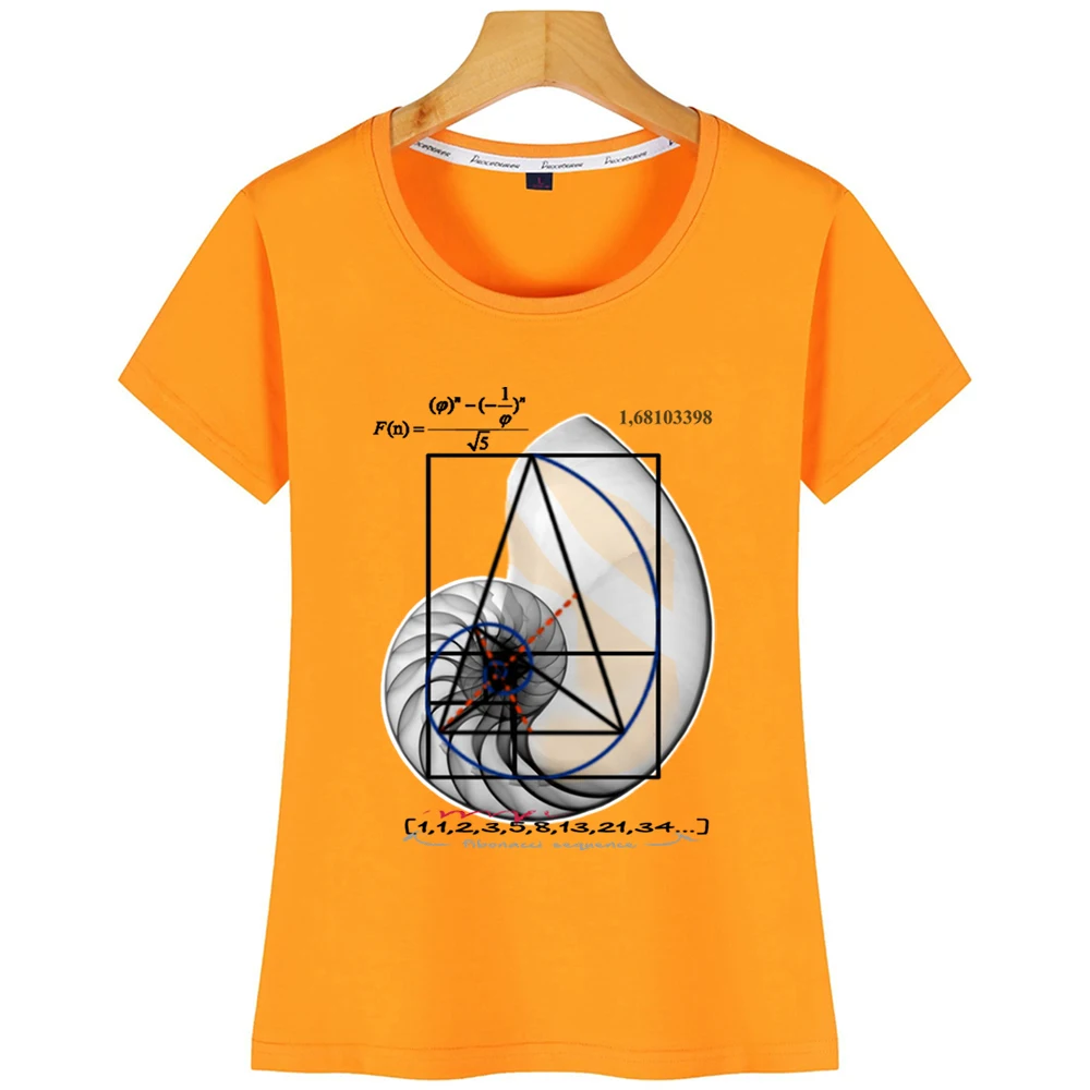 Женская футболка с Фибоначчи 3 забавная короткая Harajuku | одежда