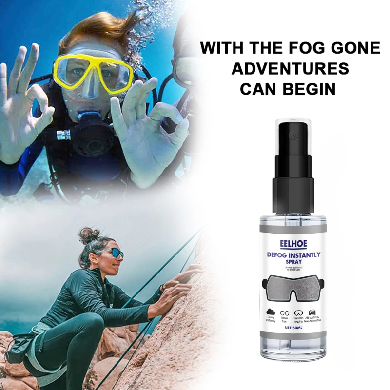 

30/60ml Anti-Fog Spray Eyeglass Lens Cleaner Car Windscreen Goggles Long Lasting Defogger Antifogging Agent Water Repellent