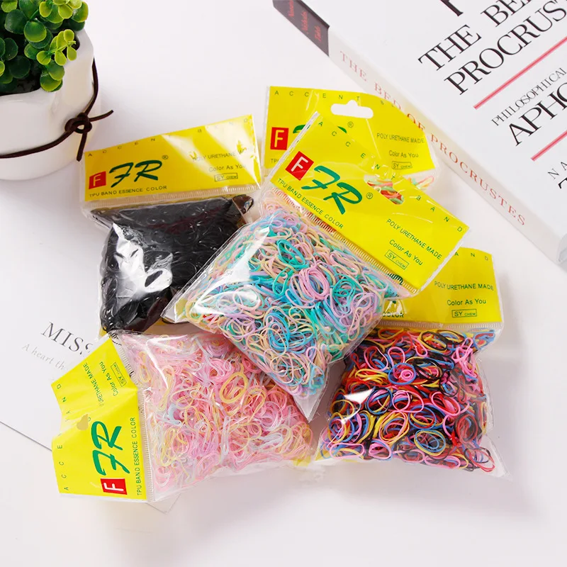 

1000pcs/Pack Girls Cute Colorful Small Disposable Rubber Bands Gum For Ponytail Hold Scrunchie Hair Bands Kids Hair Accessories