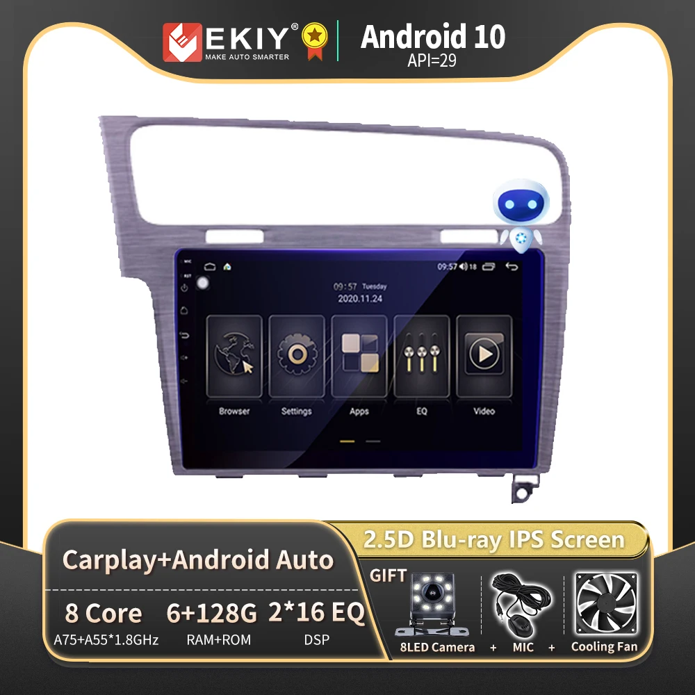 

EKIY 6 + 128G DSP 1280*720 Blu-Ray IPS автомобильное радио для Volkswagen Golf 7 2012-2020 Android 10 мультимедийный видео плеер навигатор GPS